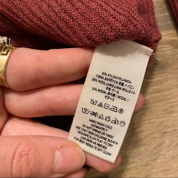 Free People Burgundy Starman Ribbed V Neck Bell Sleeve Sweater - Picture 6 of 6